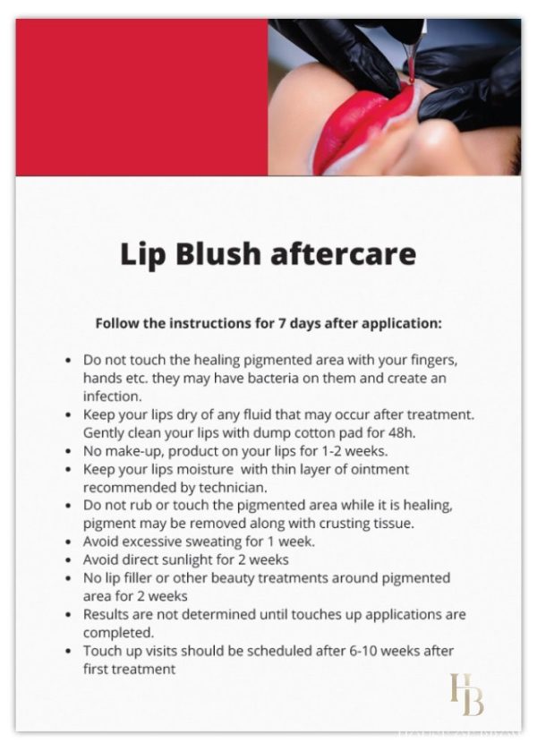 Lip Blush aftercare houseofbrows.ie